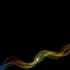  Abstract dark background with horizontal golden wave lines.