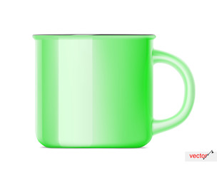 Realistic chroma key cup mockup isolated on white background.Vector illustration. Can be use for your design. EPS10.	