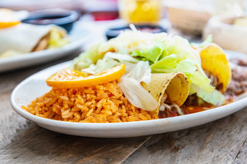 Enchilada with tomato rice, a mexican recipe