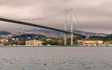 Fototapeta na wymiar Day shot of Bosporus Bridge, Ortakoy district, Istanbul Turkey