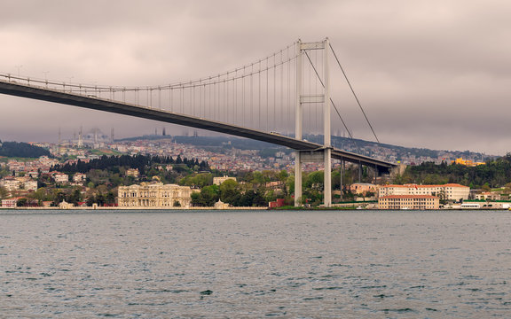 Day shot of Bosporus Bridge, Ortakoy district, Istanbul Turkey