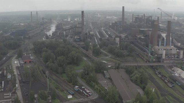 is the largest steelmaker in the central Europe mittal , aerial drone shot over , This clip is available in two different gradings , 10bit color or dji color lut 