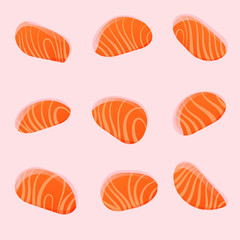 vector japanese food salmon set