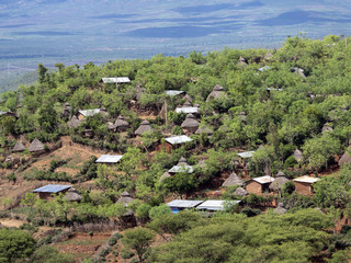 Fototapeta na wymiar View of Traditional village of Konso, UNESCO World Heritage Site, Ethiopia