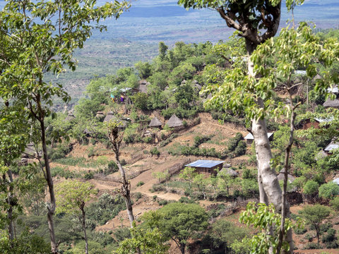 View of Traditional village of Konso, UNESCO World Heritage Site, Ethiopia