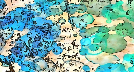 Vintage watercolor splashes on old paper. Cartoon colorful style design artwork. Creative artistic texture and wallpaper.