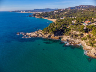 Fototapeta premium Drone picture over the Costa Brava coastal near the small town Palamos of Spain