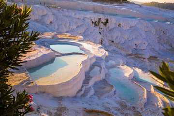 Pamukkale pool terraces in Hierapolis in Turkey