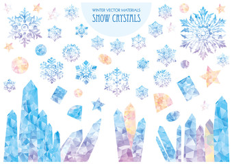 Snow crystals. Cool snowflake. Winter vector materials.
