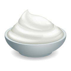 Sour cream healthy food milk realistic 3d decoration vector illustration