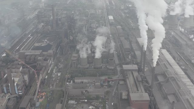 is the largest steelmaker in the central Europe mittal , aerial drone shot over , This clip is available in two different gradings , 10bit color or dji color lut 