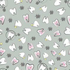 teeth dentistry seamless pattern wallpaper vector medicine health background illustration
