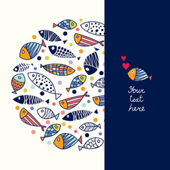 Cute postcard with decorative fish.