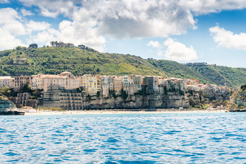 Aerial view of beautiful town of Tropea in Calabria, Italy