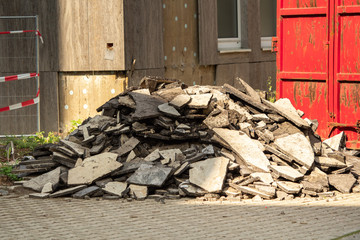 Construction debris after gutting a building