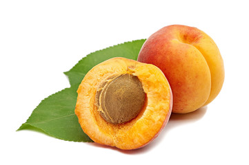 apricot yellow red sweet juicy fruit on a white background