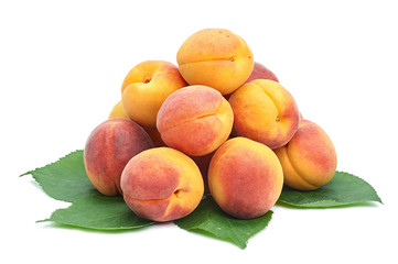apricot yellow red sweet juicy fruit on a white background