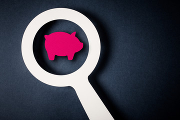 Checking finance with magnifying glass
