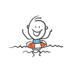 Stickman Blue: Lifebelt, rescue. (Nr. 45)