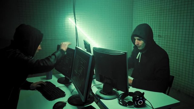 Russian hacker hacks the security system close-up 4k (UHD)