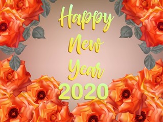 Happy New Year 2020 with orange roses