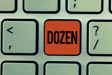 Text sign showing Dozen. Conceptual photo group or set of twelve product food exchange of insults...