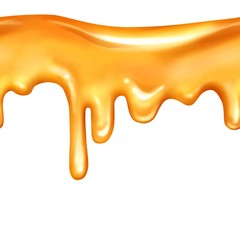 Seamless dripping honey pattern on white background