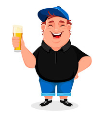 Cheerful man holding a glass of beer.