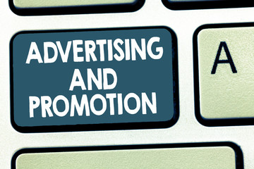 Fototapeta premium Conceptual hand writing showing Advertising And Promotion. Business photo showcasing Controlled and Paid marketing activity in media.