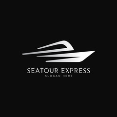 Elegant modern silver speedboat logo template