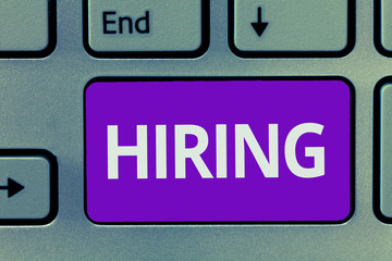 Conceptual hand writing showing Hiring. Business photo text obtain temporary use of something for agreed payment for period time.