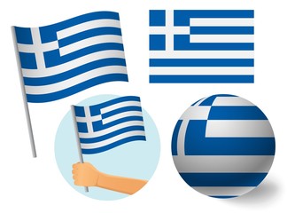 Obraz premium Greece flag icon set