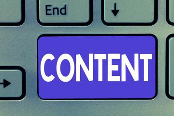 Writing note showing Content. Business photo showcasing Things included in something Marketing material State of happiness.