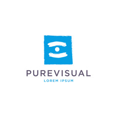 Brush strokes abstract eye logo illustration template