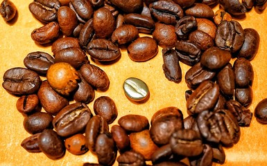 coffee beans on a black background