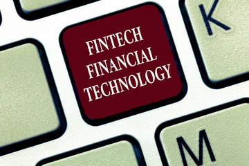 Text sign showing Fintech Financial Technology. Conceptual photo provide Monetary Service using New Technique.