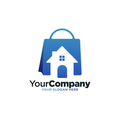 Shopping house real estate housing market logo template