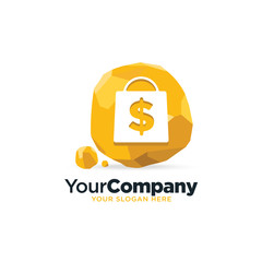 Gold dollar mine shop cryptocurrency logo illustration