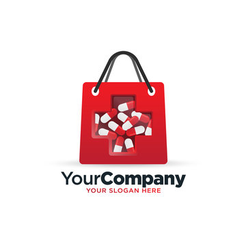 Red Cross Medical Bag Shop 3d Logo Illustration Template