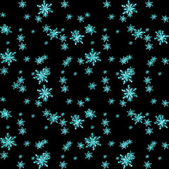 Christmas holiday glitter shine  snowflakes   seamless pattern 