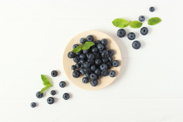 blueberries on the table top view.