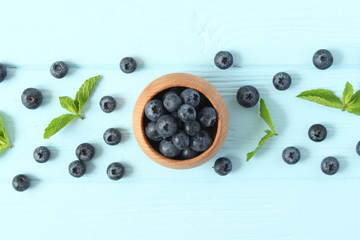 blueberries on the table top view.