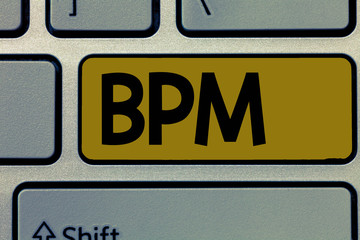 Handwriting text Bpm. Concept meaning Discipline of improving a business process Executing improvements.