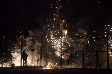Naklejka premium Fireworks in traditional Cordà festivity