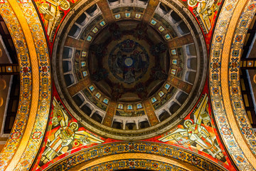 Fototapeta na wymiar interiors of Sainte-Therese basilica, Lisieux, France