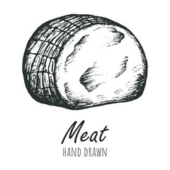 Ham meat vector sketch, isolated hand drawn icon.