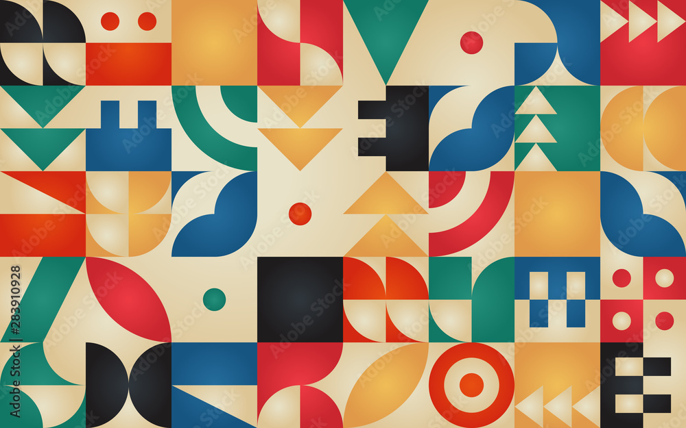 Aufkleber geometric retro pattern with 30s styled shapes