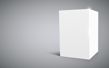 Blank white cube isolated on white background.