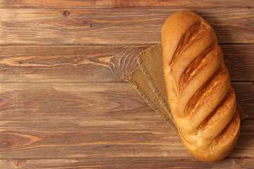 Tasty bread on the table top view.