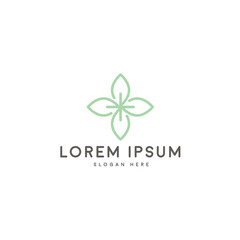 Simple minimal line green pastel ornament floral logo
